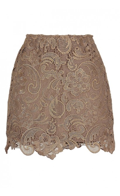 Mocha Lace Mini Skirt 